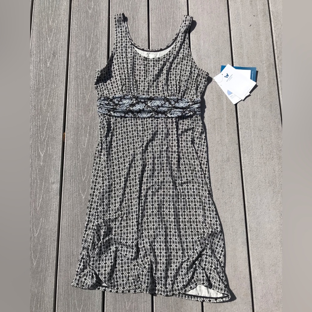 White Sierra black white patterned  bamboo jersey tank dress sz S NWT